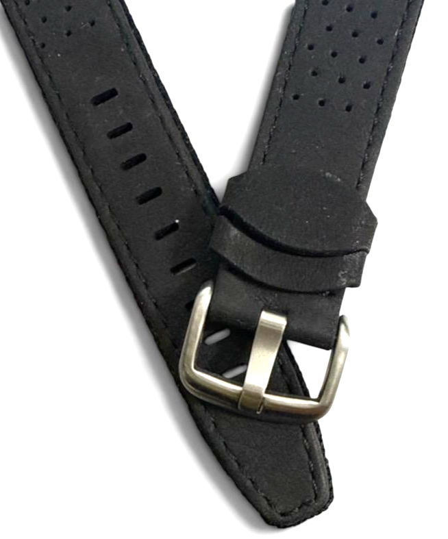 Bandini Leather Racing Watch Band Rally Strap Black color- 18mm