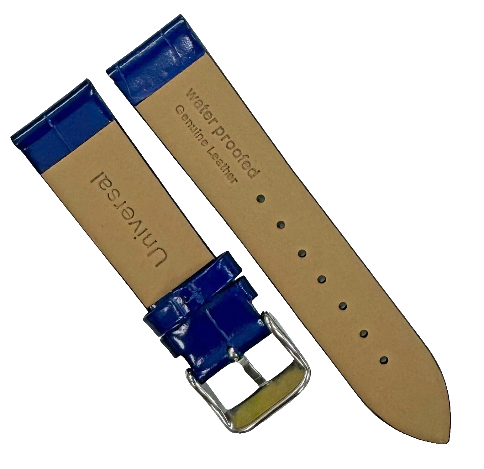 New Watch Band Navy Genuine Leather Alligator Grain (Flat, Short) 18x16MM