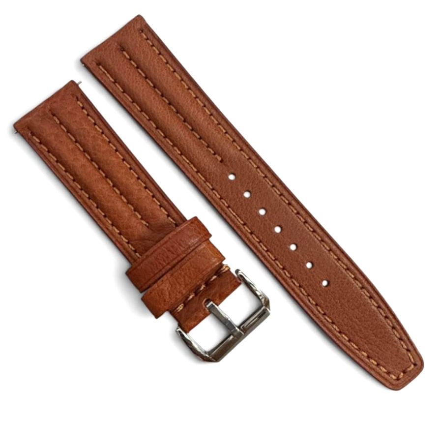 22mm Genuine Leather Watch Strap Band -Brown Color