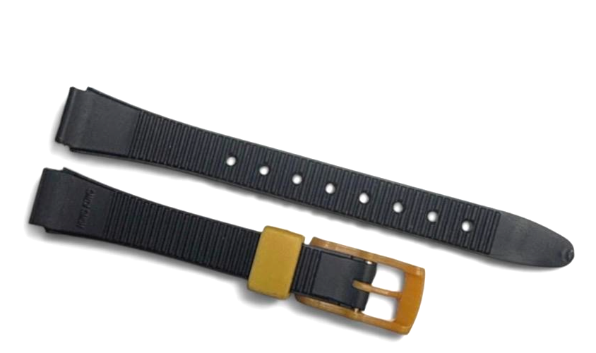 12 mm PVC PLASTIC RUBBER WATCH BAND BLACK COLOR DESIGN