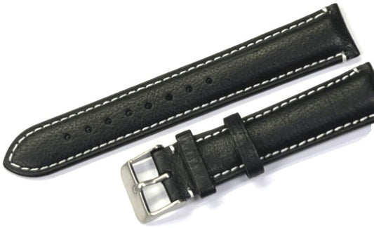 Watch Band Genuine Leather Black ,Stitched 20mm for High End Watches(A1 Quality)