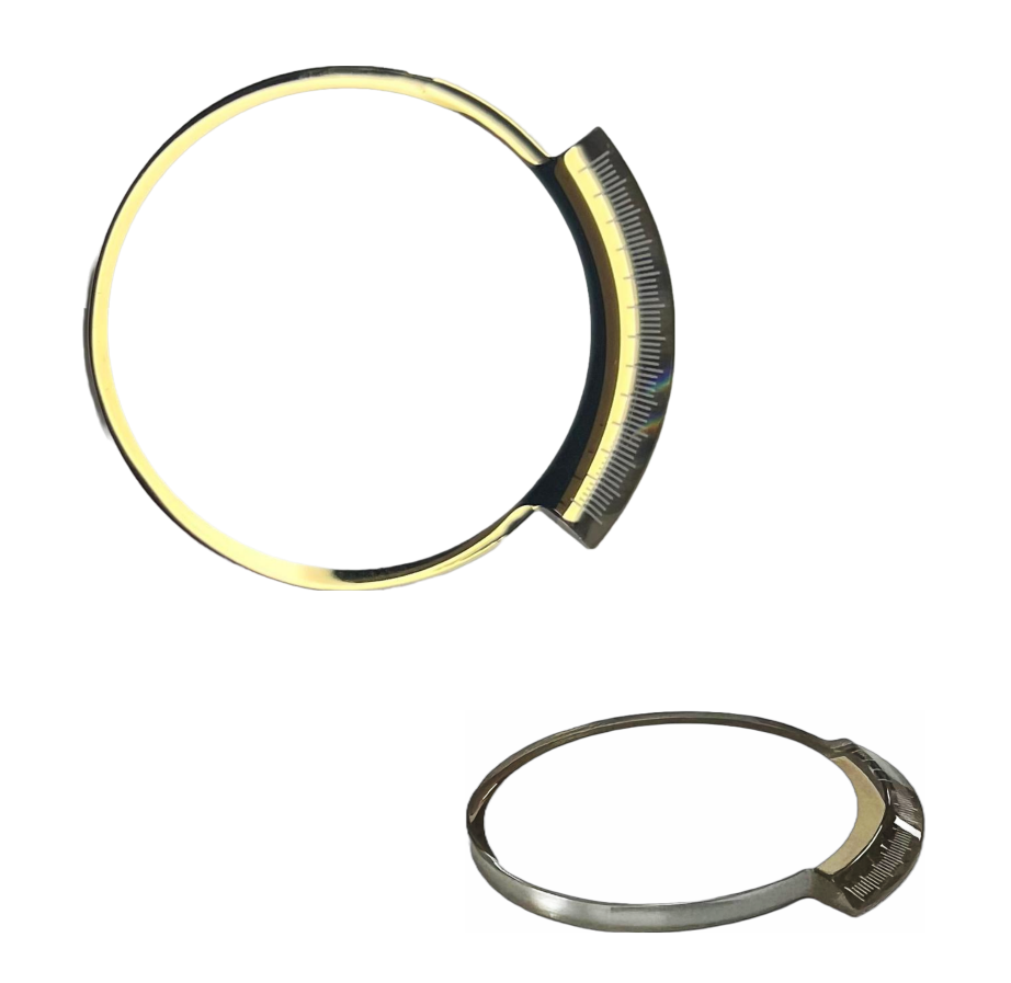 Mineral Crystal Diesel Round Flat One Wing Golden Trim w/White (46.5×41.2×3.1)mm