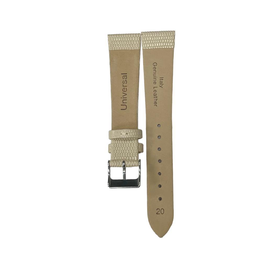 Best Quality Watch Bands Genuine Leather Lizard Grain Flat Beige Color 12- 24mm