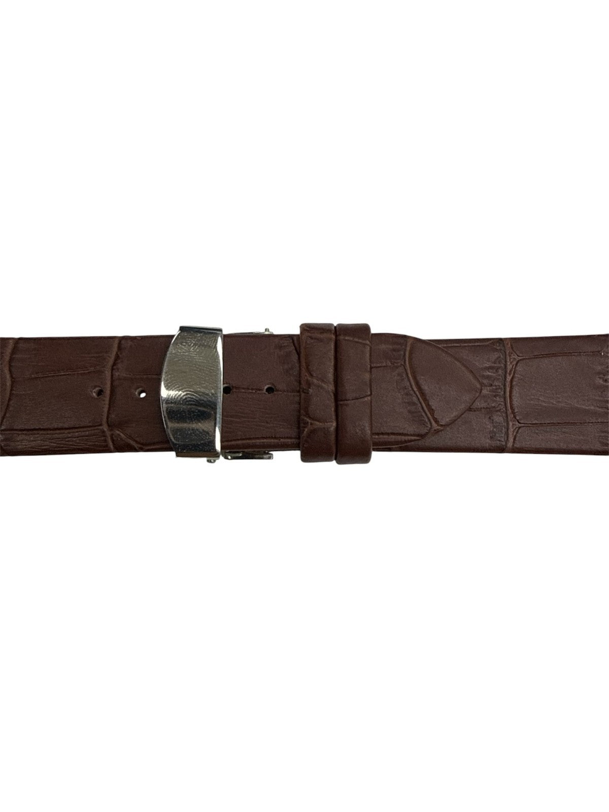 24mm Brown WatchBand Alligator Grain Deployment Clasp Fits Omega/Longines/Tissot