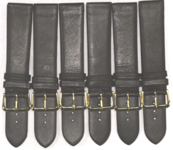 Lot of 6Pcs.Watch Bands Dark Brown Genuine Leather (Flat) 20MM  for Men Watches