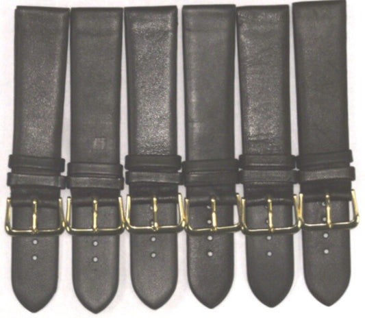 Lot of 6Pcs.Watch Bands Dark Brown Genuine Leather (Flat) 20MM  for Men Watches