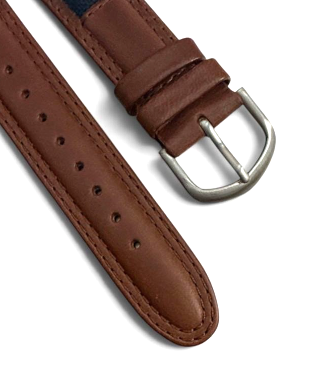 Leather Fabric Watch Band Strap Brown color -20mm