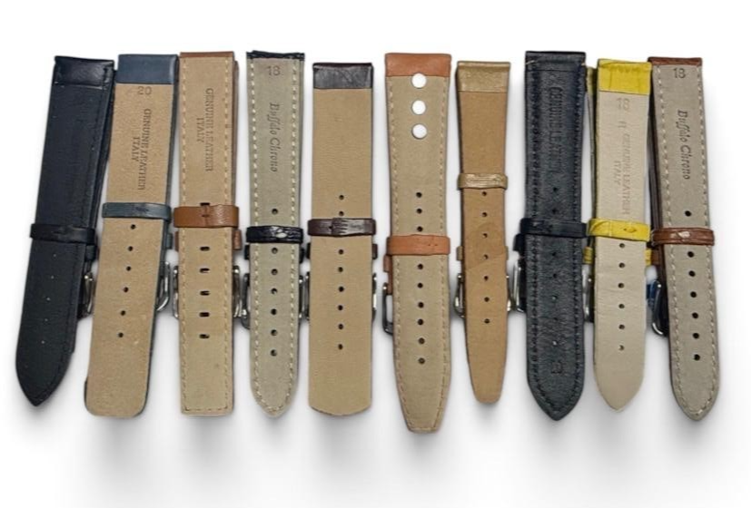 LIMITED LOT OF 10 WATCH LEATHER BANDS MIX SIZE STYLE AND COLORS 16-20mm