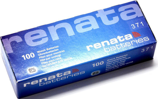 Renata 371 Watch Cell Batteries SR920SW, SWISS MADE, 0% MERCURY (Pack of 100)