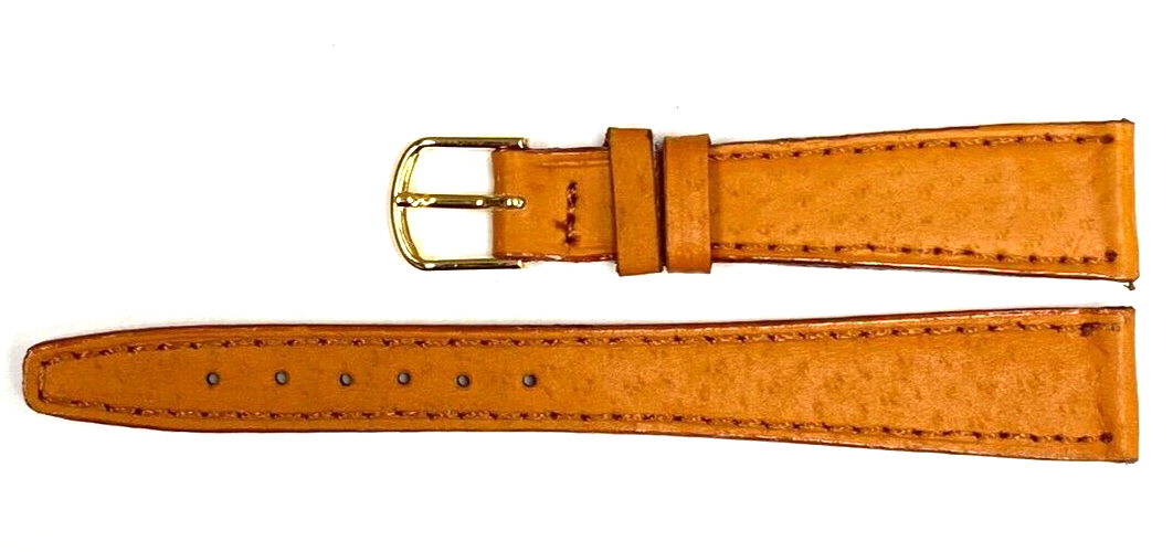 Watch Band TAN Color Genuine PIGSKIN Grain Flat, Stitched 14mm (A1 Quality)