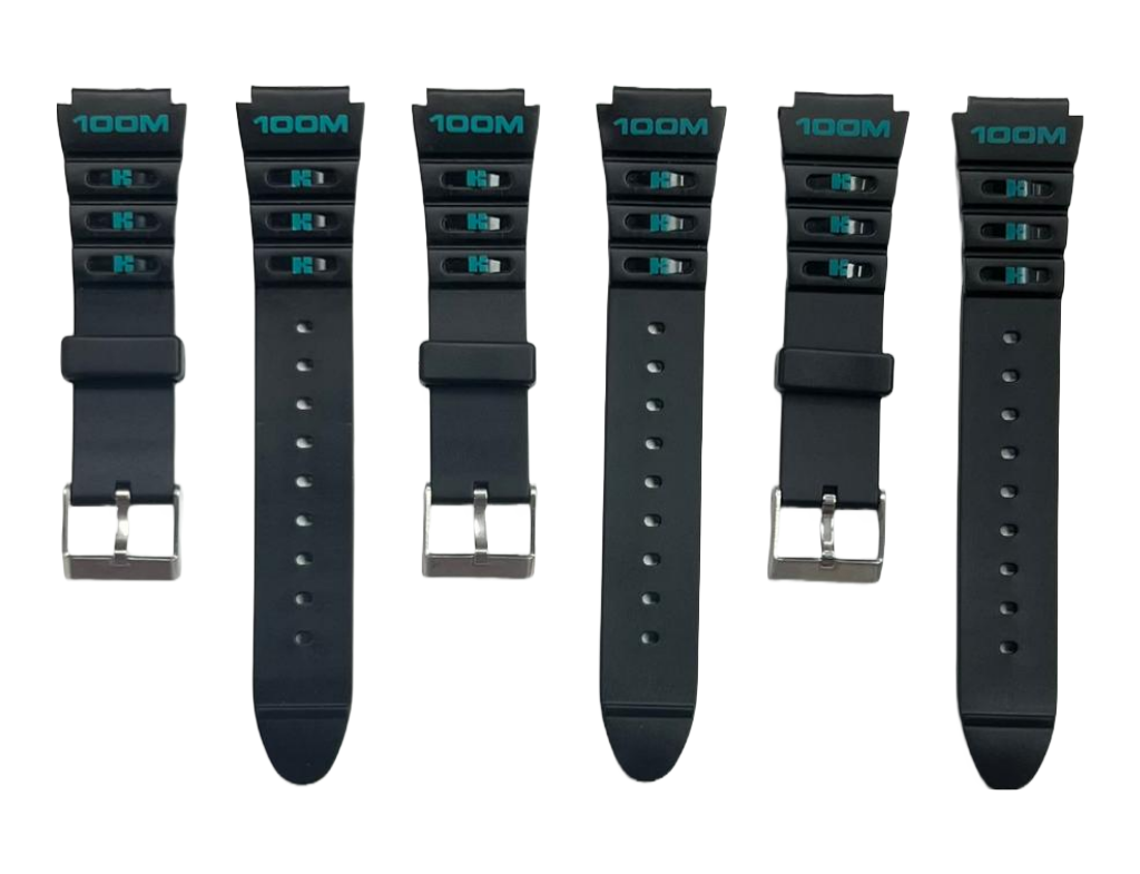 Timex Men's Ironman Rubber Watch Band strap Black Pine Green  Imprints 19mm