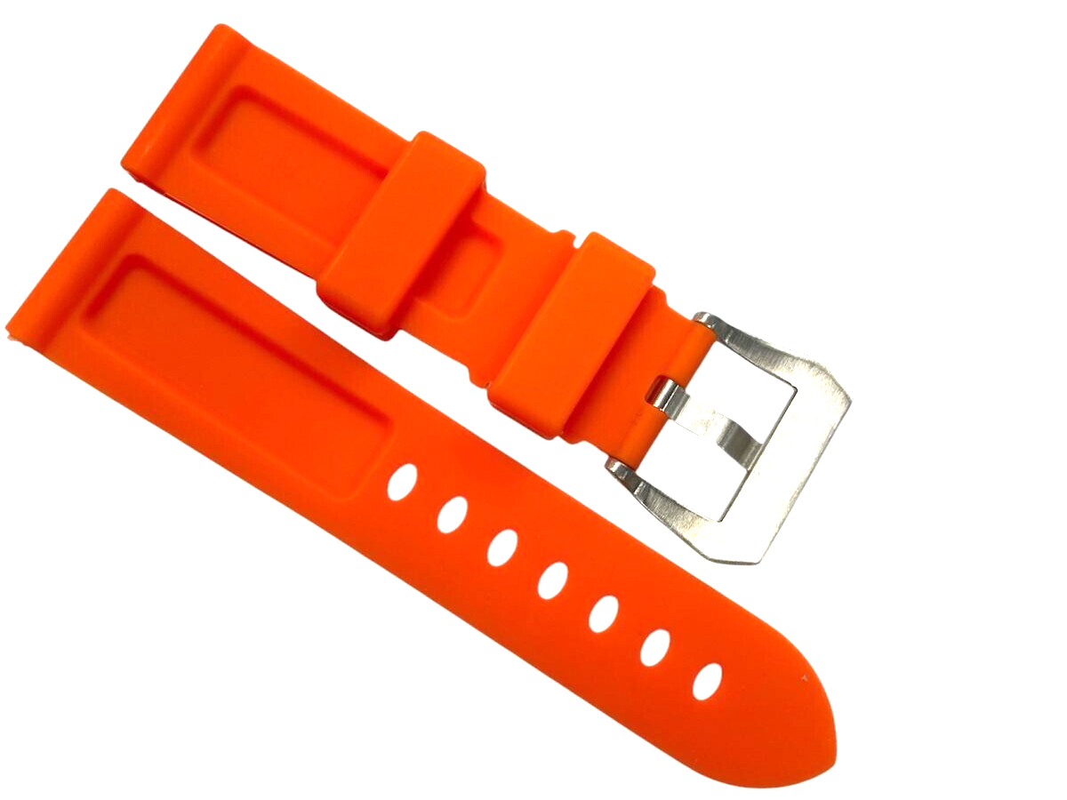 New Watch Band 24mm Rubber Strap ORANGE Color for PANERAI OFFICIAL