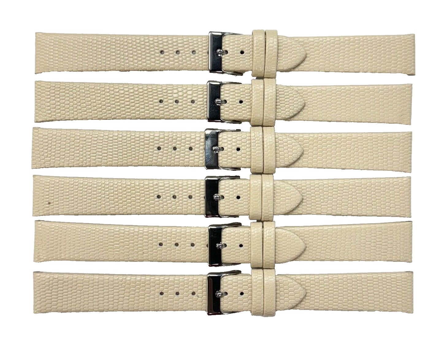Watch Band Genuine Leather Beige Lizard Grain Flat 20x16MM (lot of 6 bands)