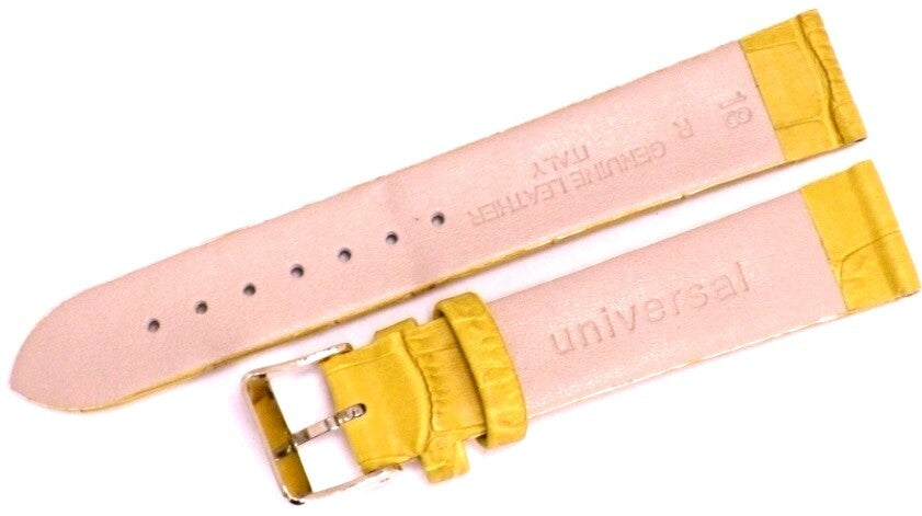 Lot of 6Pcs.Watch Bands  Genuine Leather Alligator Grain Yellow Flat 18mm 