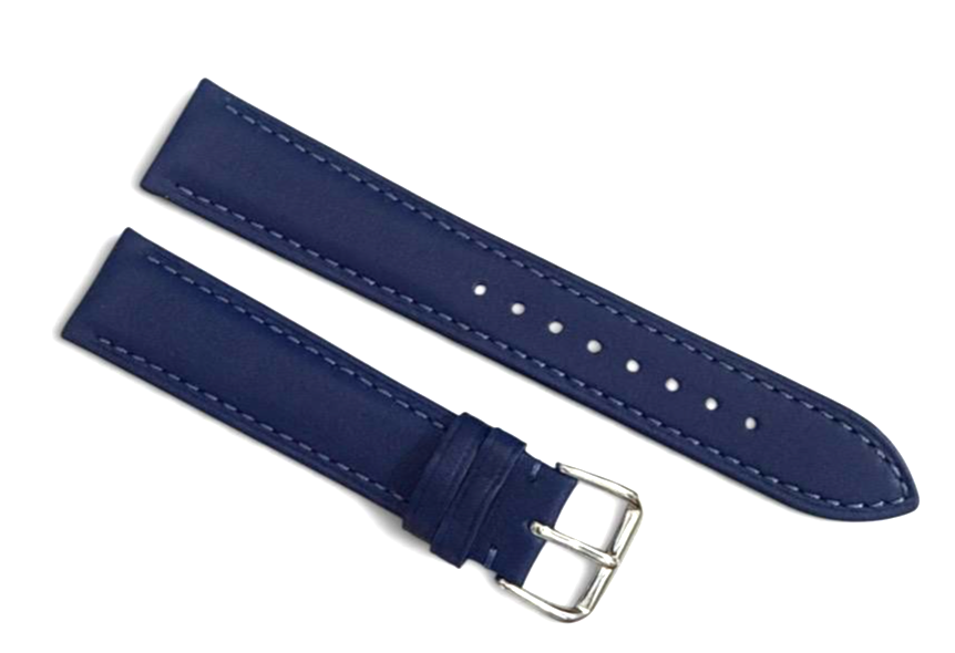 18mm Time King Blue Genuine Leather Watch Strap Band