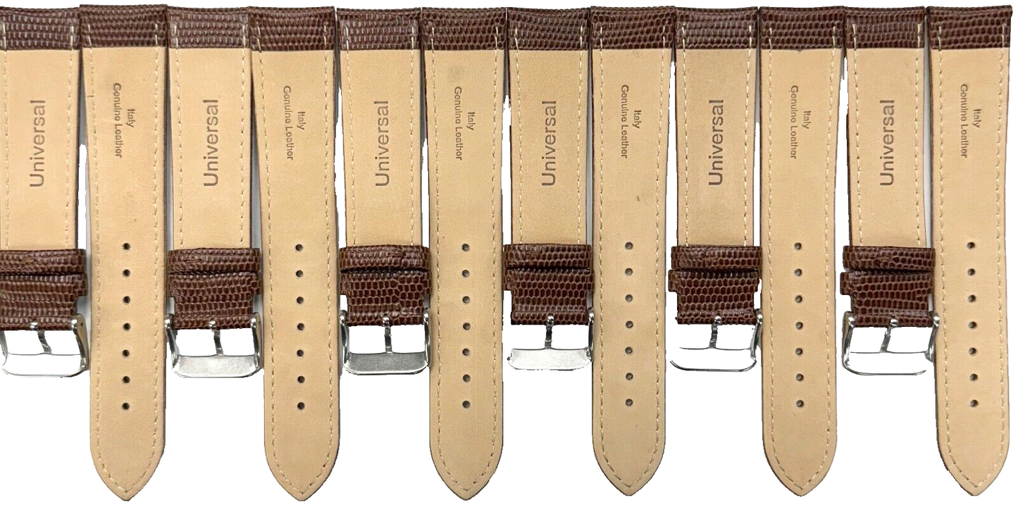Best Quality Lot of 6 WATCH BAND BROWN GENUINE LEATHER LIZARD GRAIN 24MM XL