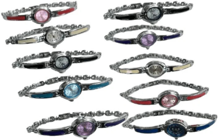 10pcs Set Women's Fashion Steel Band A01 Quartz Fashion Watch Multi-Bracelet