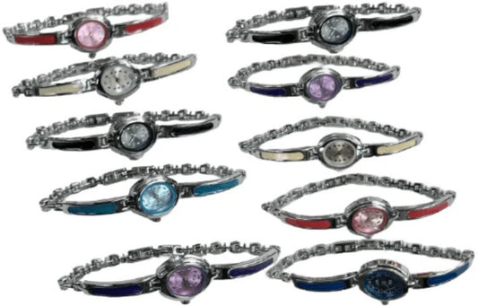 10pcs Set Women's Fashion Steel Band A01 Quartz Fashion Watch Multi-Bracelet