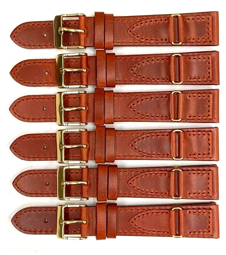 Watch Band Genuine Leather Plain With Stiches Of TAN Color Of Size 16,18,20mm