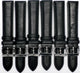 Lot of 6Pcs.Watch Bands Plain Black Genuine Leather Padded & Stitched 20mm