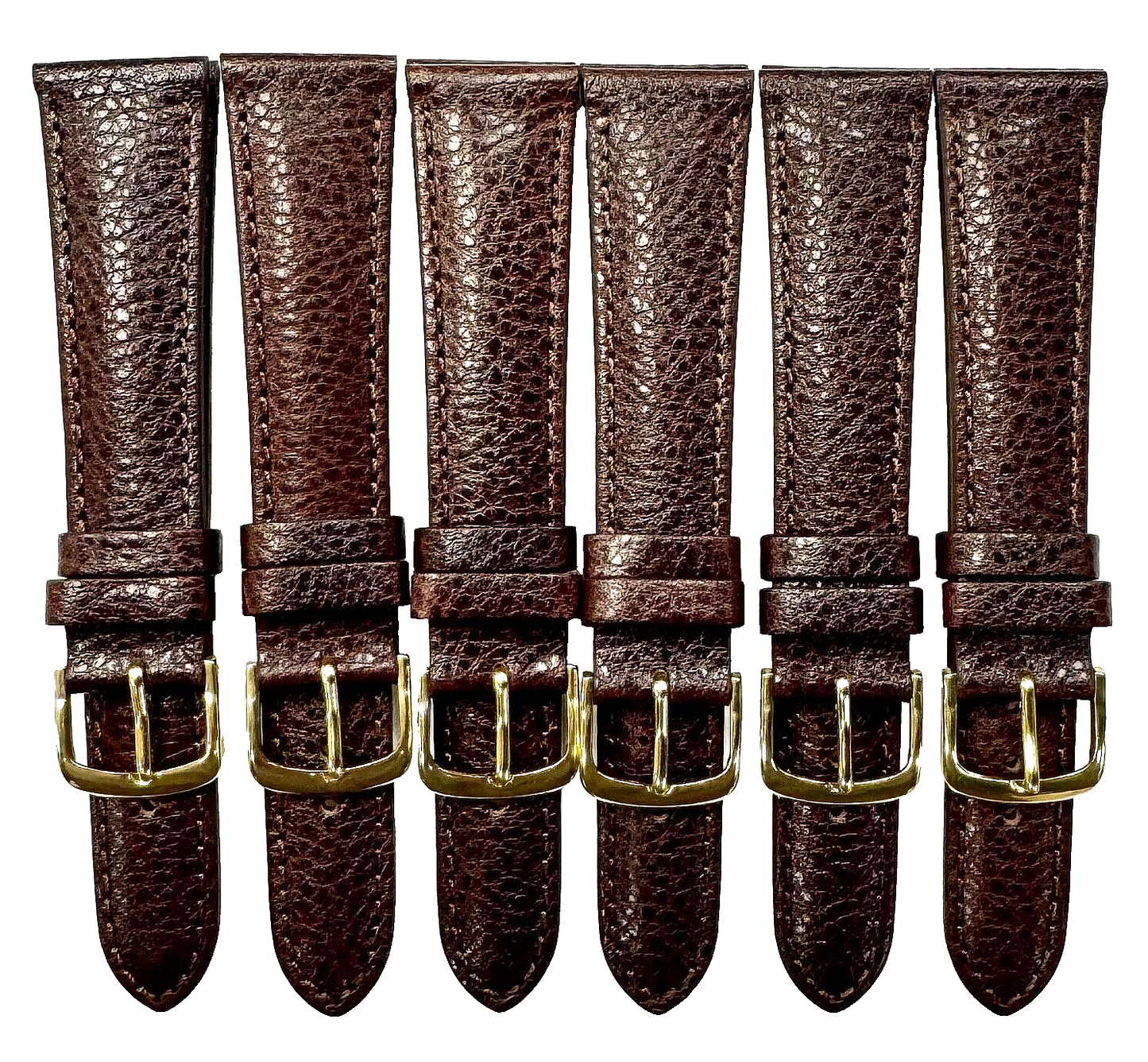 New lot of 6 Watch Bands D.Brown 16x14MM Genuine Leather Grain
