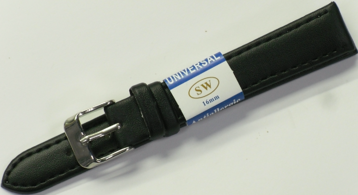 Lot of 6 Bands 28 MM Genuine Leather Plain Black Watch Band 