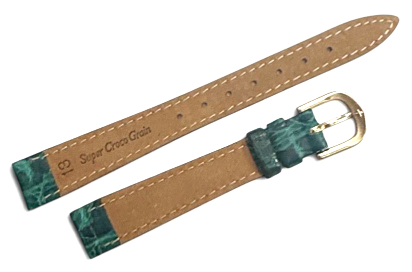 13MM GREEN CROCO GRAIN LEATHER STRAP BAND