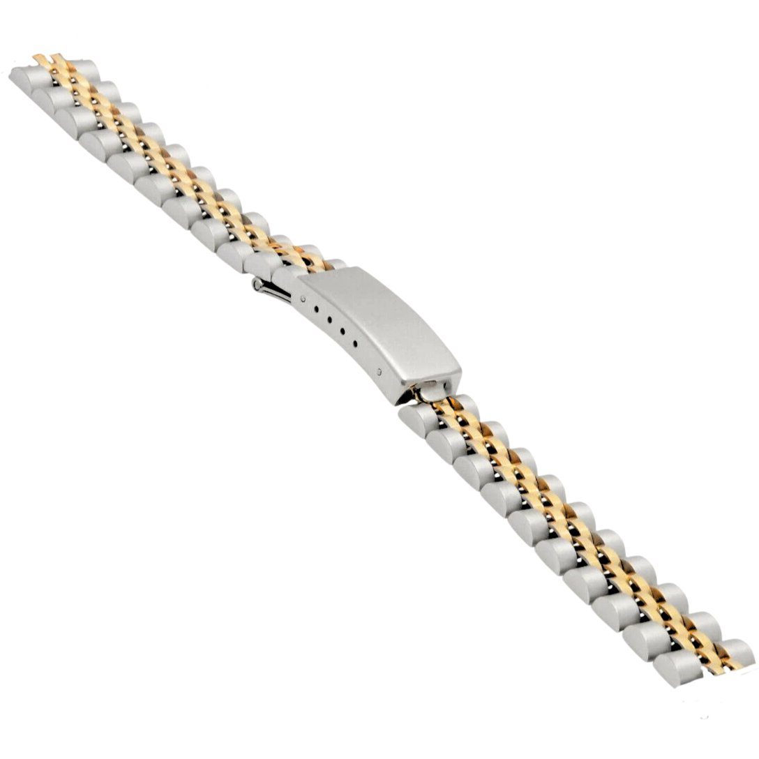 13mm Two‑Tone Watch Band – Gold & Silver w/ Fold‑Over Clasp | for Rolex Jubilee