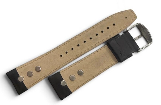 Rivet Vintage Regular 22mm Genuine Leather Black watch Band