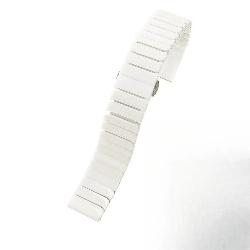High-end White Ceramic Watch Band with Deployment Buckle 22MM