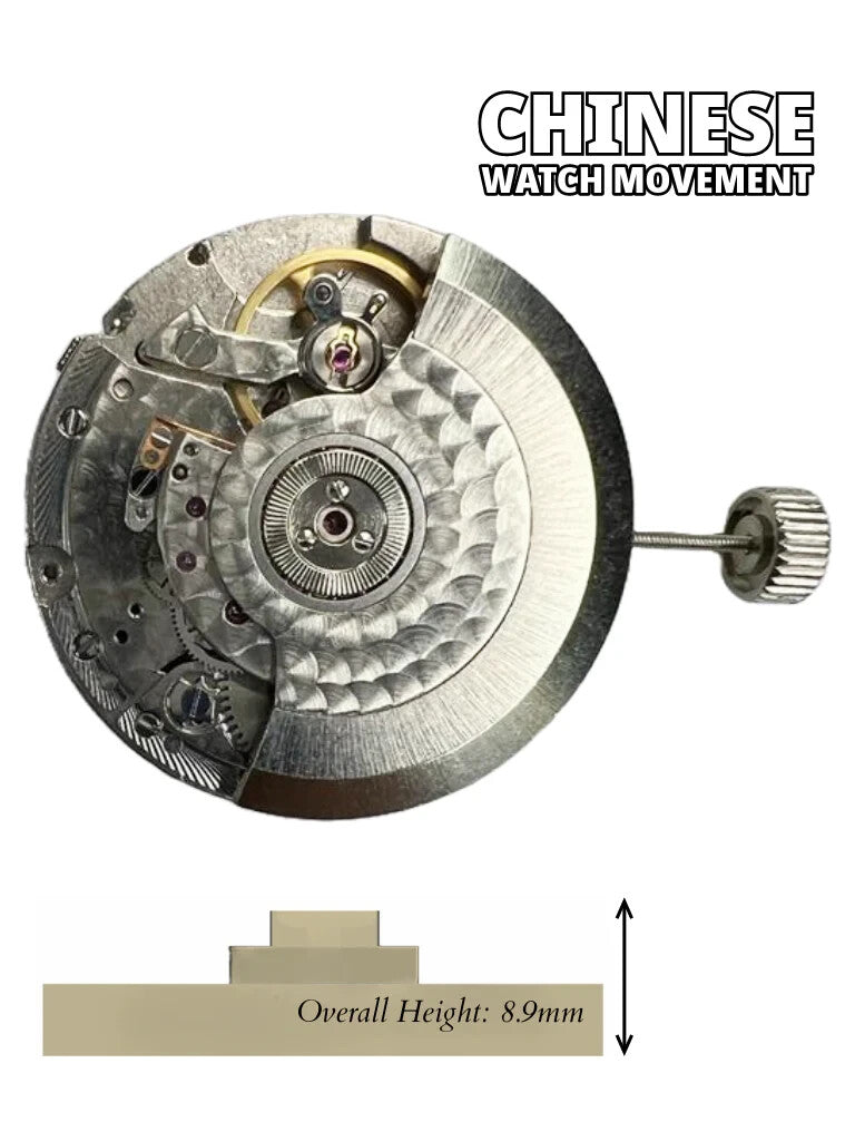 Chinese Automatic Mechanical Watch Movement TY2530 2Hand 2EYES Date at 3:00