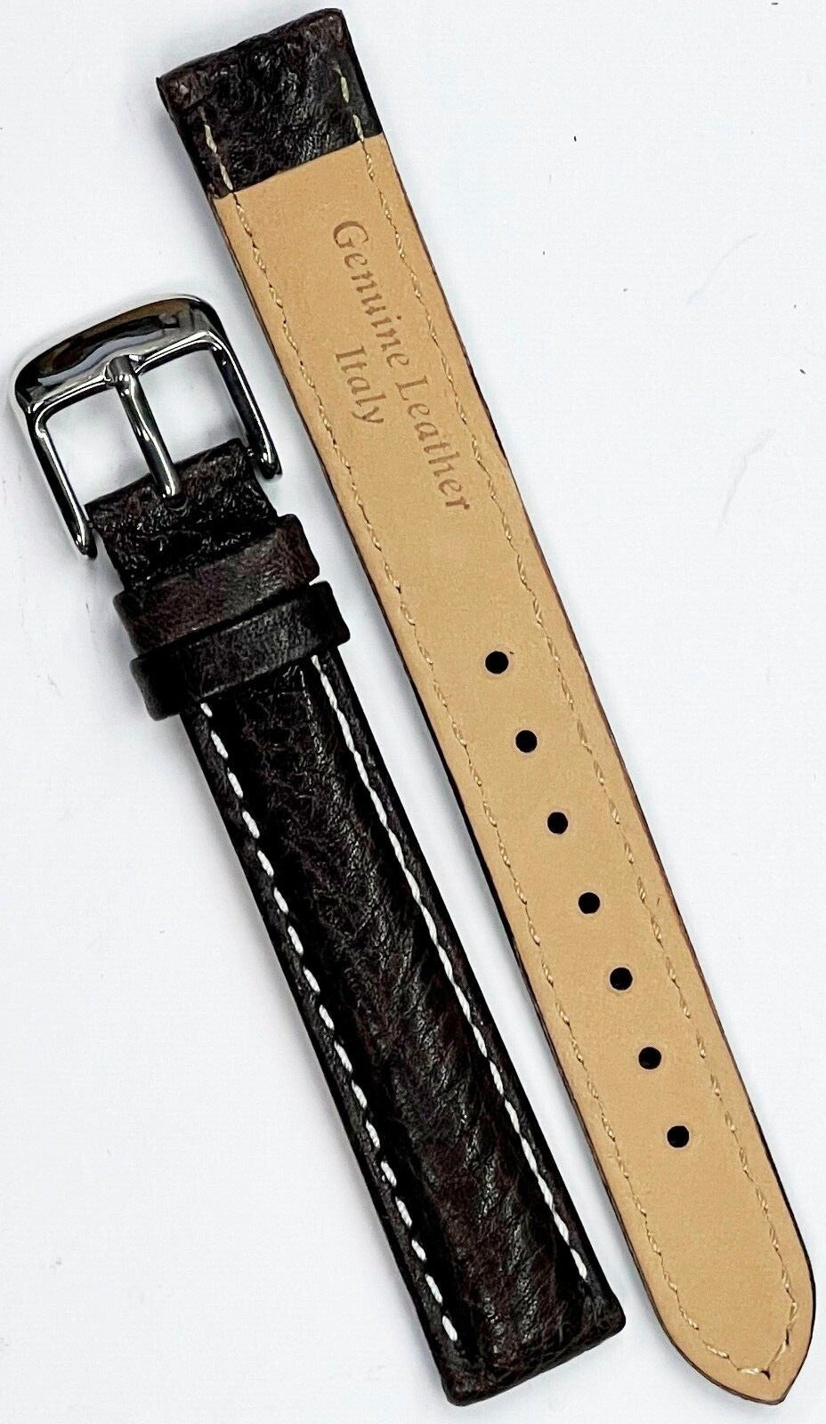 Genuine Leather Band Dark Brown,White Stitched (A1 Quality) 16mm-26MM