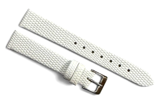 (set of 3) Watch Band Genuine Leather White Lizard Grain Flat 14,12MM