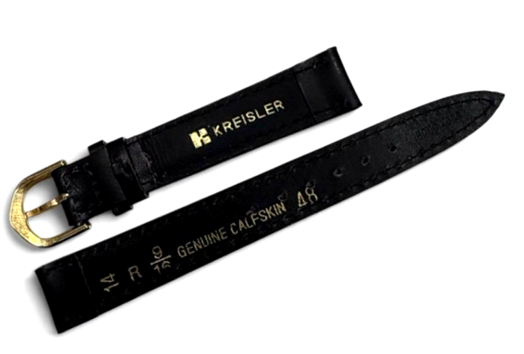(set of 6) Black genuine calfskin leather watch strap band Kreisler New-12,14mm