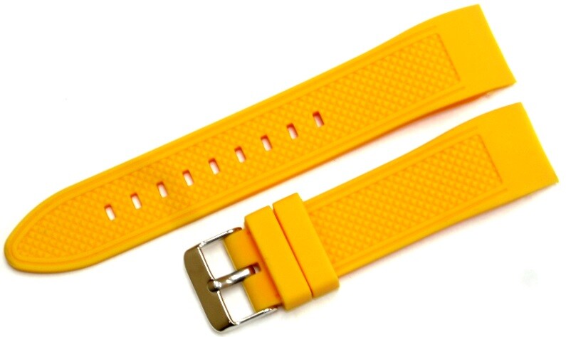 CURVED END SILICONE WATCH BAND, RUBBER STRAP 22MM
