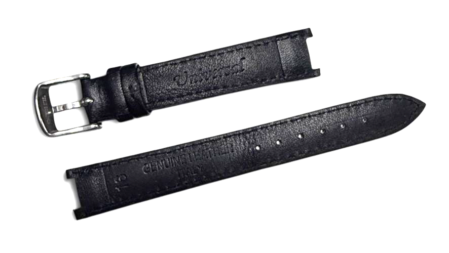 Watch Band Genuine Leather Black 16mm High Quality