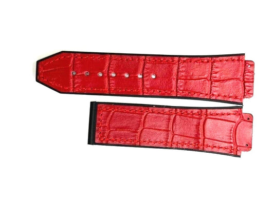 ALLIGATOR GRAIN LEATHER RUBBER WATCH BAND FOR HUBLOT WATCHES OF SIZE 19X22MM