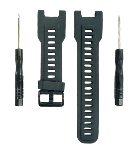 26mm Black Rubber Watch Strap Band w/ Buckle & Tools