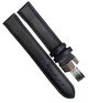 20mm BLACK Genuine Leather stitched Padded Watch Band With Deployment Buckle