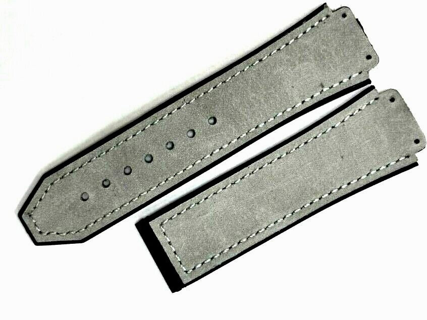 PLAIN SUEDE LEATHER RUBBER WATCH BAND FOR HUBLOT WATCHES OF SIZE 19X22MM
