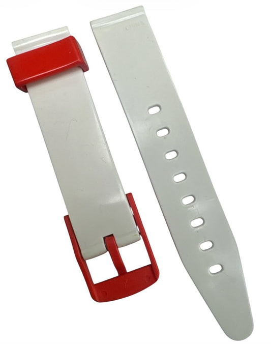 16MM PVC PLASTIC WATCH BAND WHITE RED COLOR BONE DESIGN