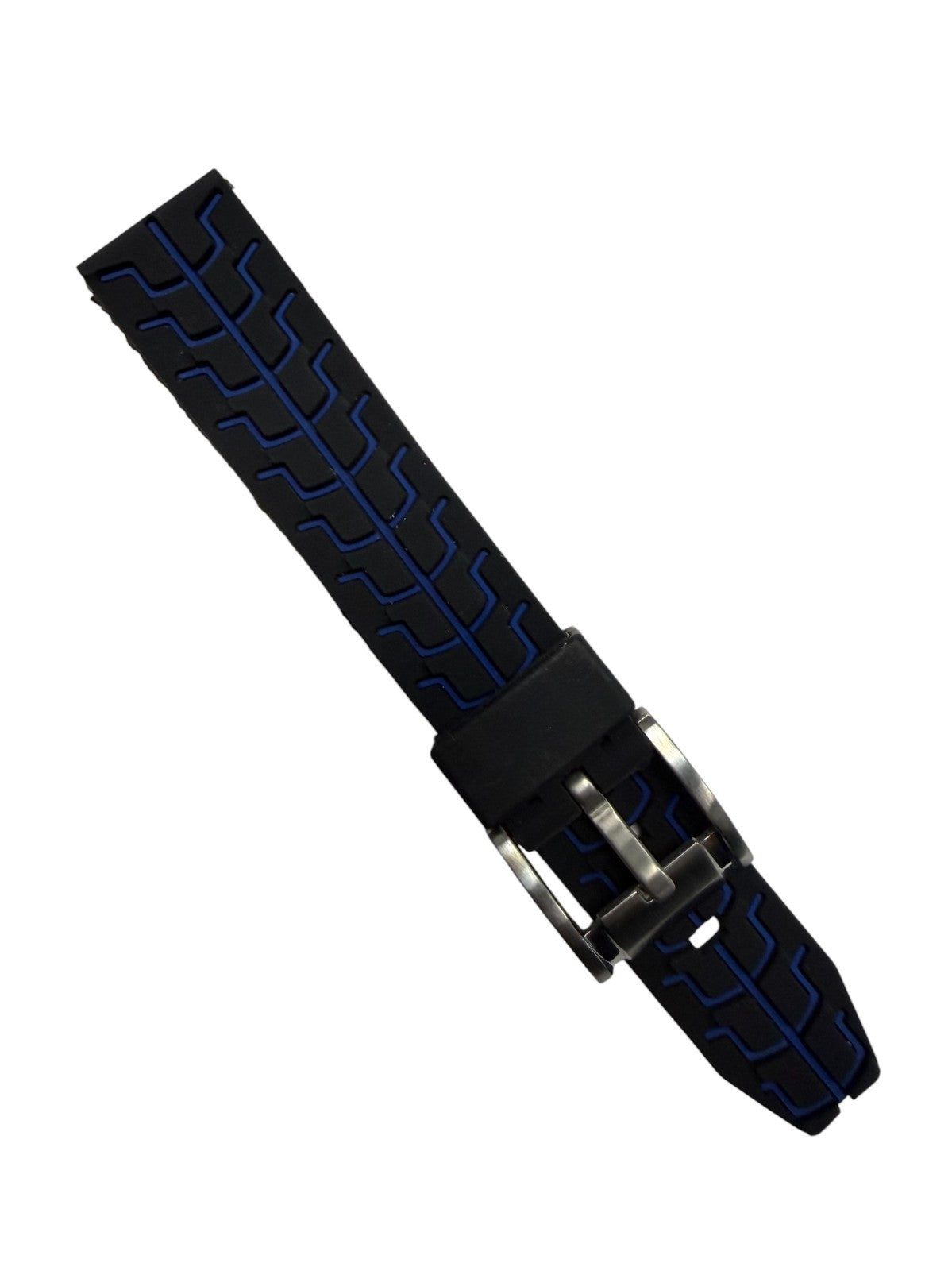 High-Quality Blue Pattern Silicone Flat Stitched Watch Band 20/22/24mm Lug Size