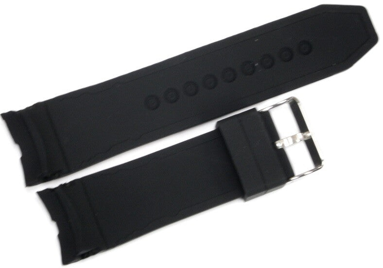 CURVED END SILICONE WATCH BAND BLACK COLOR STRAP 22,24,26,28,30MM