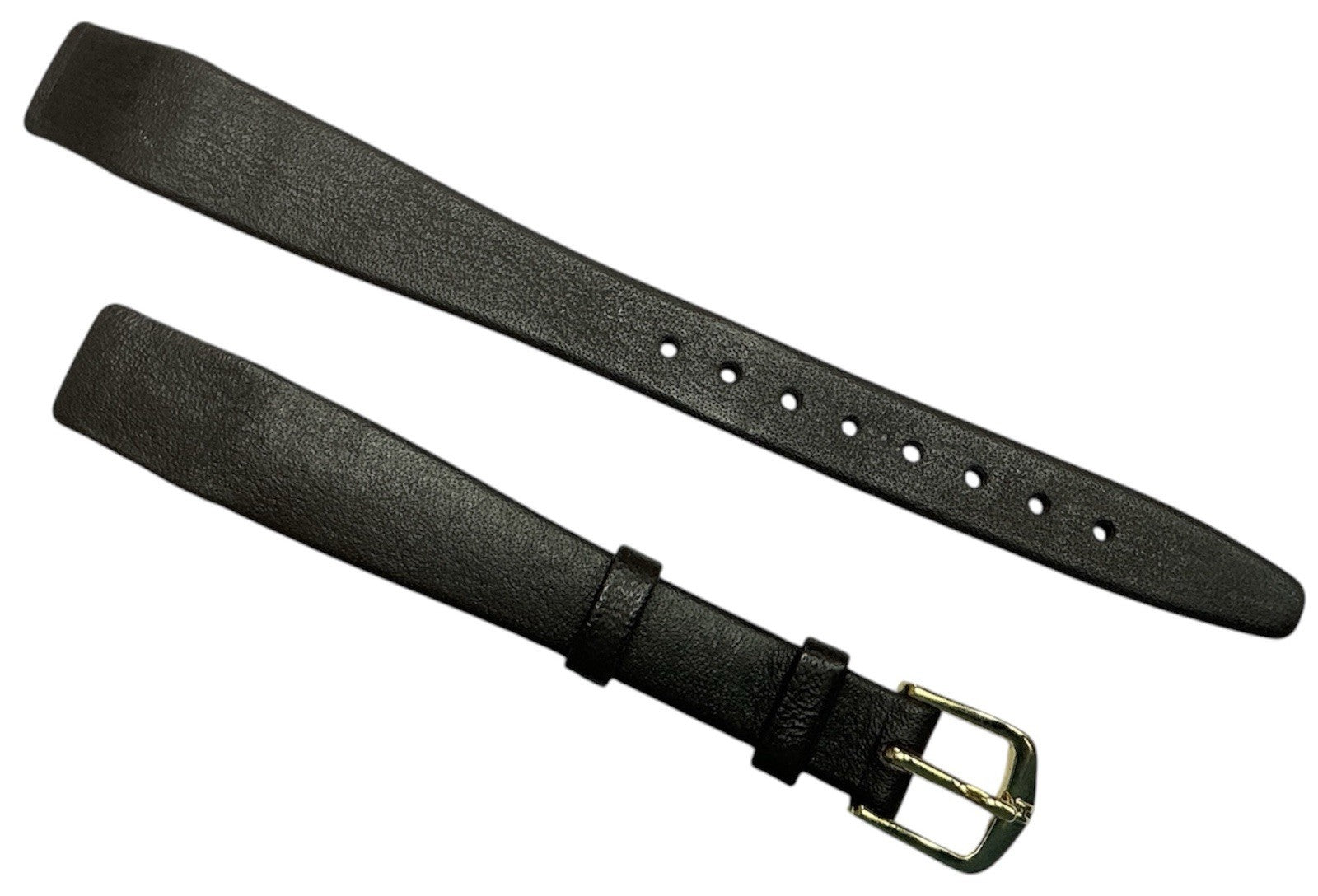 13mm  Black Genuine Leather Open Ended Ladies Watch Band