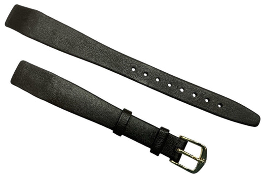 13mm  Black Genuine Leather Open Ended Ladies Watch Band