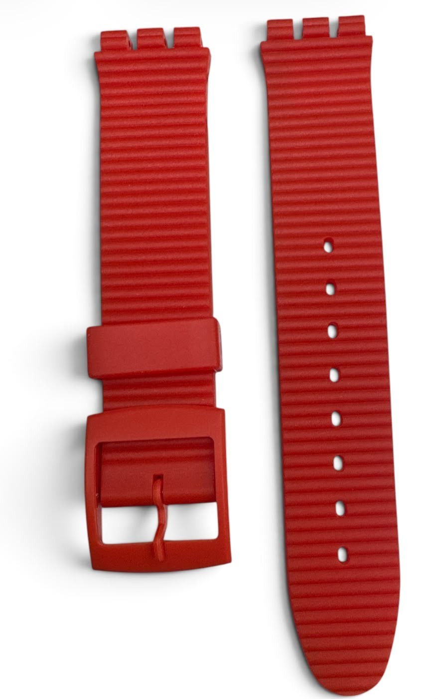 SET OF 2 WATCH BAND FOR SWATCH 17 MM Red & Blue Speed Bump Style