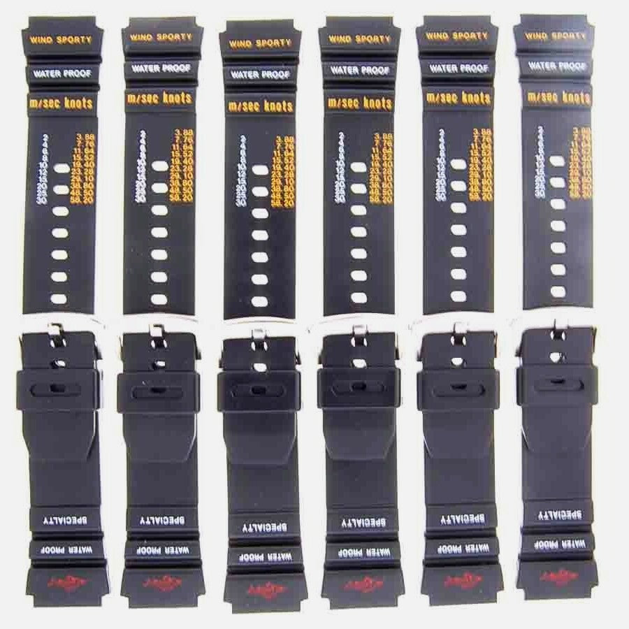 Lot of 6 Watch Bands 20MM PVC Black  fit Casio, Timex and Other Watches 1118