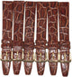  Lot of 6Pcs. Watch Bands  Brown 12MM Genuine Leather Crocodile Grain Flat,Slim
