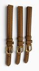 (set of 3) 8mm Quality Genuine Leather Padded Tan Watch Band - Size Regular