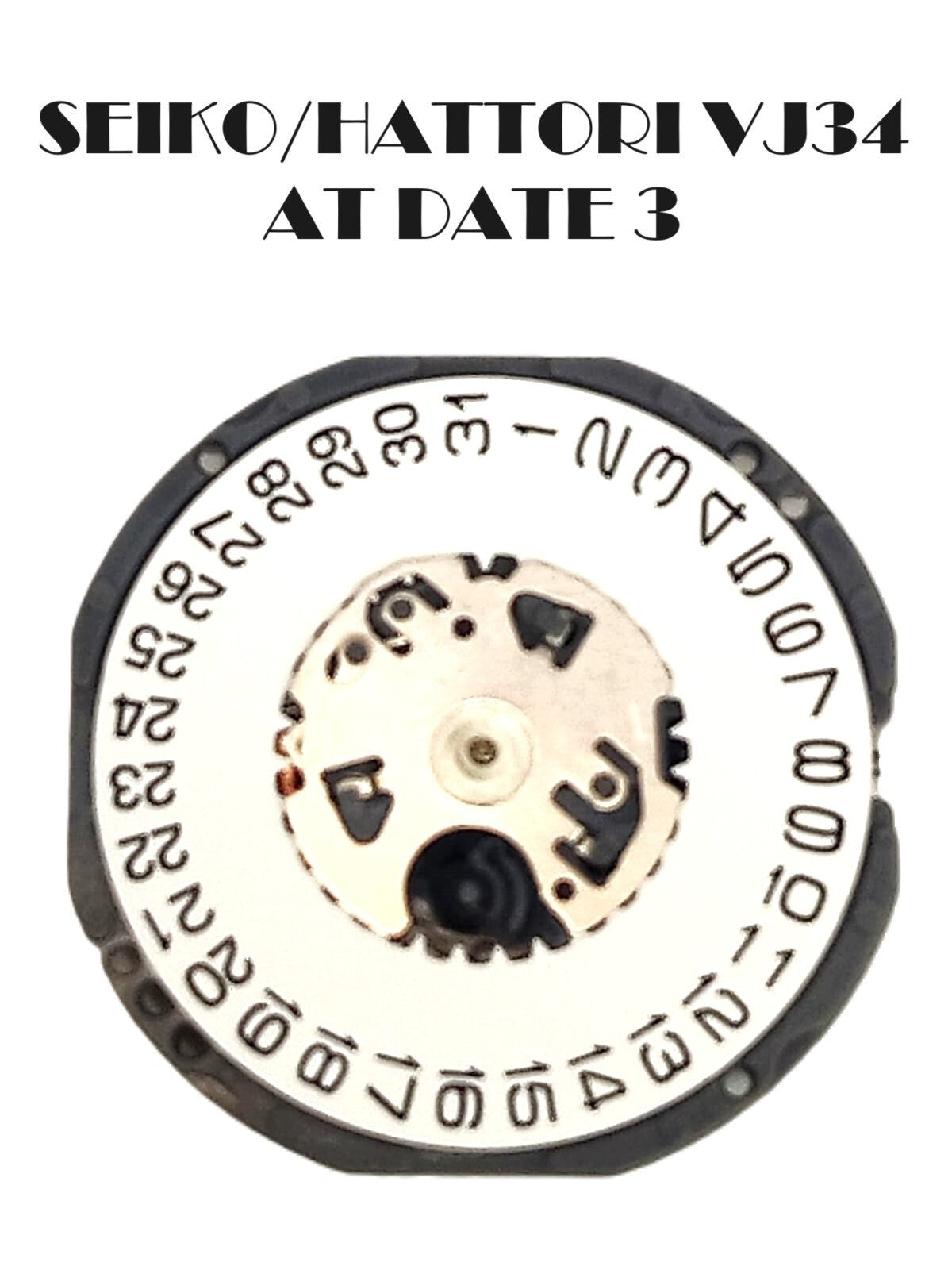 Seiko / Hattori Quartz Movement 2 Hands VJ34 Date @ 3 Watch parts